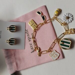 Kate Spade Away We Go Suitecase Studs, Earrings & Bracelet Set